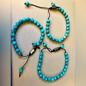 Turquoise Color Beaded Bracelets Set | Adjustable Customizable | Ankle | Wrist